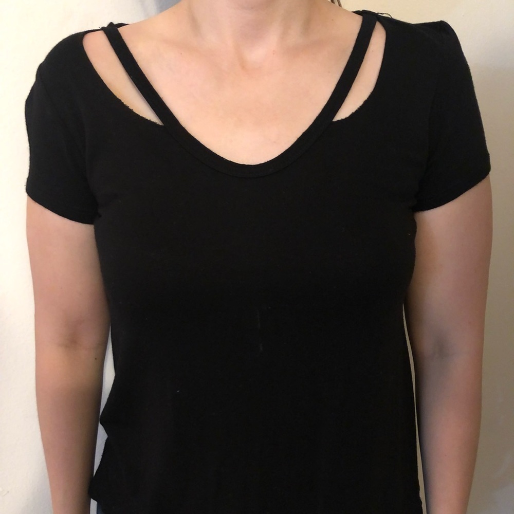 Black t shirt with cut out neckline